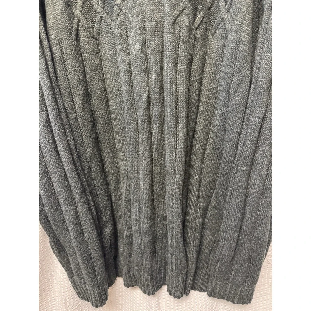 North Crest Men's Charcoal Grey Size XXLT 1/4 Zip Ribbed Cable Sweater Mock Neck